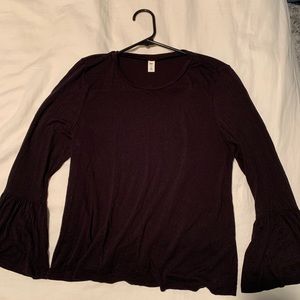 BLACK BP LONGSLEEVE T W RUFFLES | SIZE: M